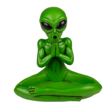 Cenicero exclusivo de resina modelo "Alien Yoga"  15cm x 14cm x 10cm.  78-8113.