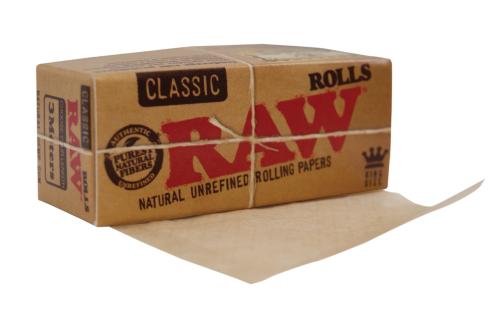 Display de 12 libritos por 1 hoja de 3 metros de papel RAW king size slim classic.