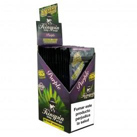 Display de 25 sobres.  Cada sobre contiene 4 hojas kingpin hemp wraps purple.