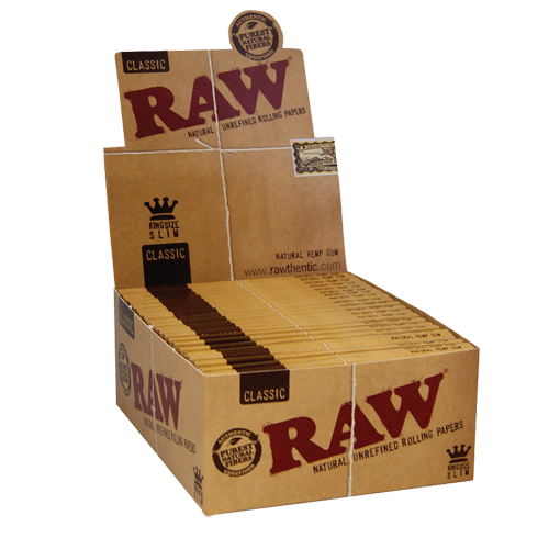 Display de 50 libritos x 32 hojas de RAW king size slim.